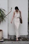 BASERANGE Adjustable Strap Apron Dress Collection, from Portugal. Color: Off-white (BAS-DRAP-RS-000-MIBAI)